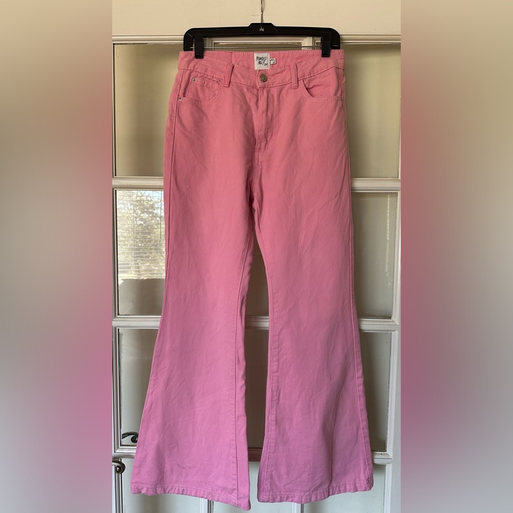 Princess Polly Pink Flare Wide Leg Bell Bottom Jeans Size 6 - Picture 2 of 12